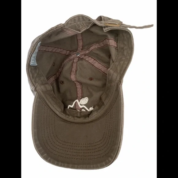 SOLD**Life Is Good Unisex Hat Brown Strapback Buckle Wave Beach Logo Cotton Cap - Picture 2 of 4